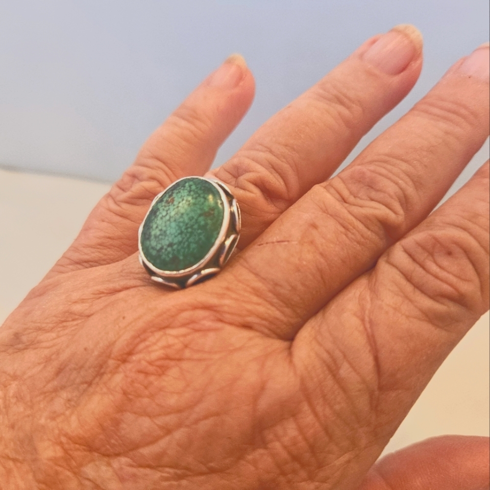 Turquoise and Sterling Silver Ring, Size 9